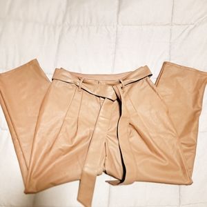 Express Faux Leather Camel Petite Pants